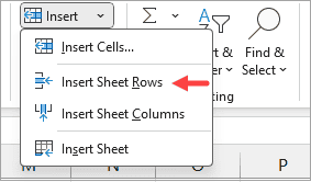 Click on the 'Insert Sheet Rows' option.
