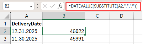 Date value function to replace dots with /.