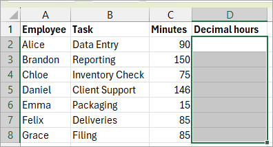 Select the cells where you want the result.