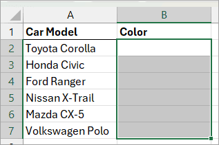 Select the cells to create the drop-downs.