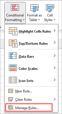Click on the Manage Rules option.