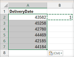 Dates are converted from text to serial numbers.