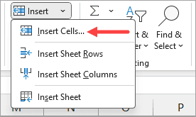 Click on "Insert Cells."