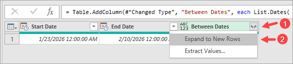 Click on 'Expand to new rows' option.