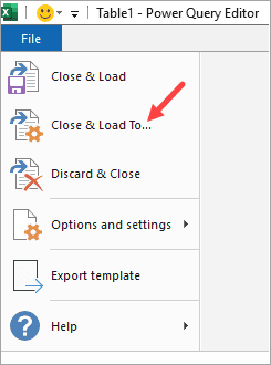 Click on "Close and load to