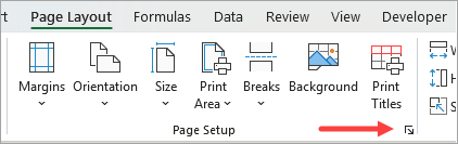 Page Setup dialog box launcher
