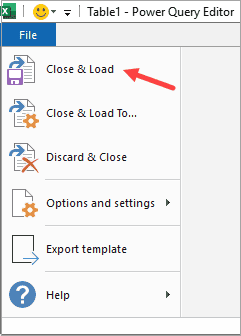 Click on the Close & Load option.