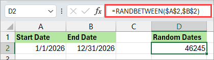 Using the randBetween function.