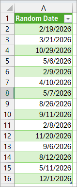 Format the dates in the cells.