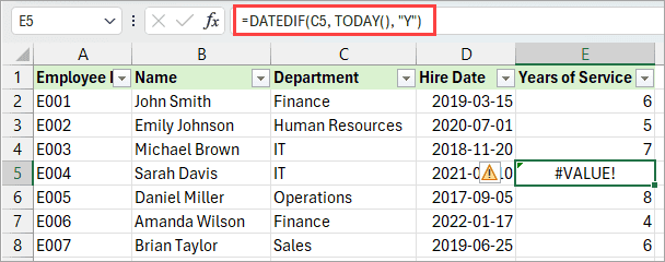 Formula to get rid of the error.