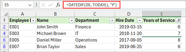 Correct the formula.