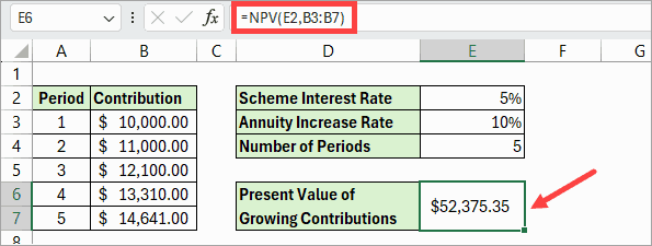 06 Future Value of Each Contribution formula