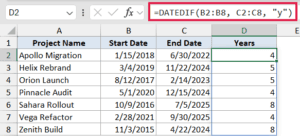 DATEDIF Function in Excel (5 Easy Examples)