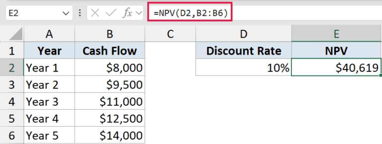 NPV Function in Excel (5 Easy Examples)