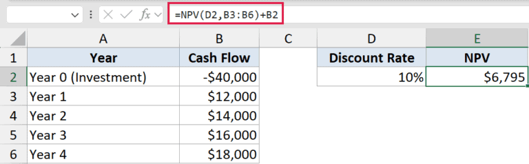 NPV Function in Excel (5 Easy Examples)