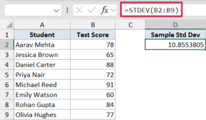 STDEV Function in Excel (5 Easy Examples)