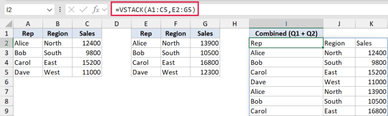 VSTACK Function in Excel (5 Easy Examples)
