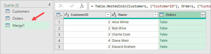 A new merge query is added.