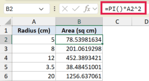 PI Function in Excel (4 Easy Examples)
