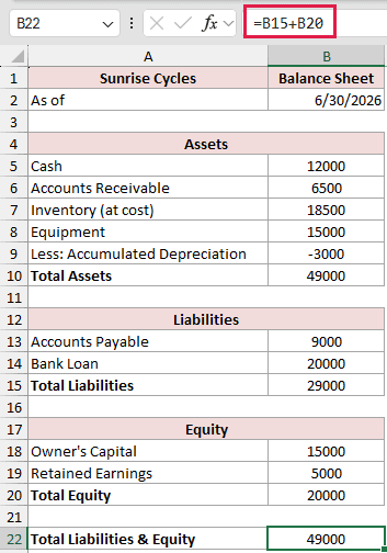 How to Build a Balance Sheet Formula in Excel