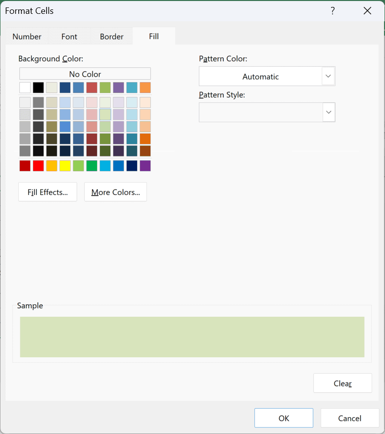 Click Format, go to the Fill tab, and pick a fill color