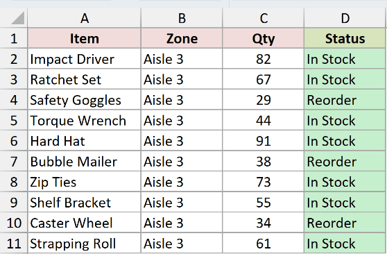 After a normal drag, the green fill has been copied into every row below along with the formula