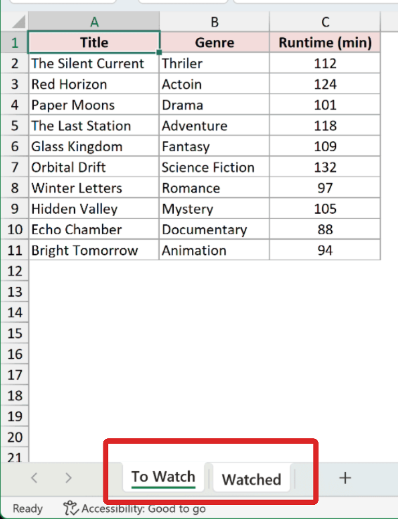Both sheet tabs grouped together, with Group shown next to the file name in the title bar.