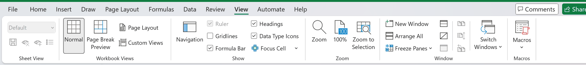 On the View tab, click Split (in the Window group).