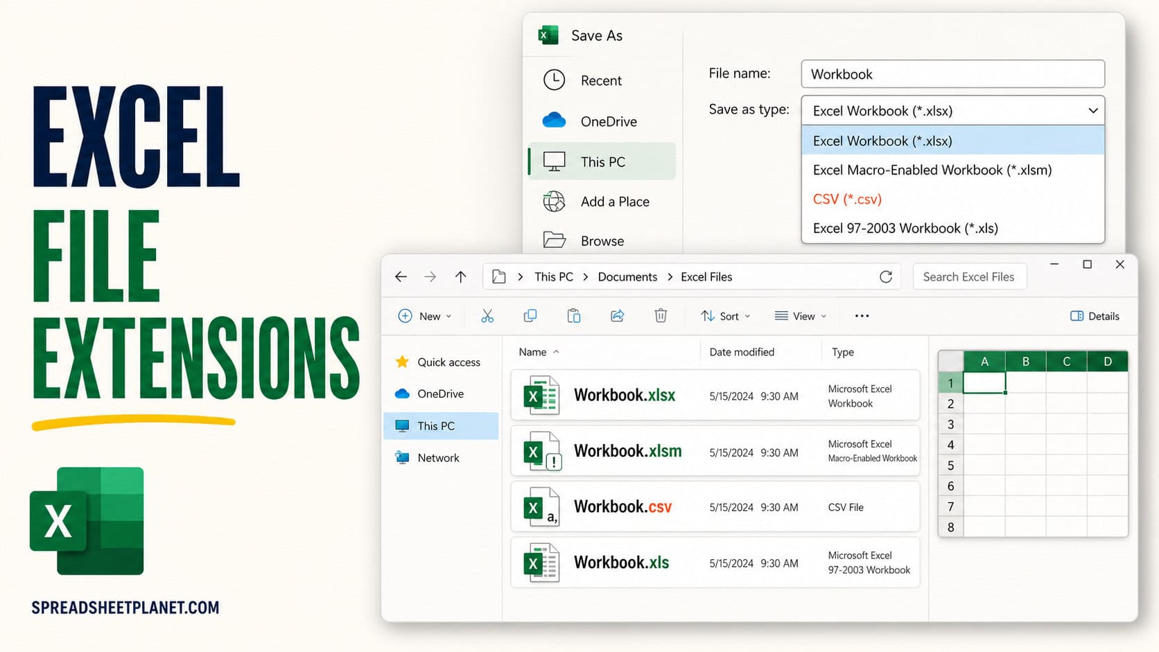 Excel File Extensions Explained (.XLSX, .XLS, .XLSM, .XLSB, .CSV)