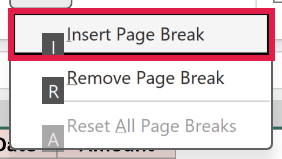 The ribbon key hints showing as the Breaks menu opens with Alt P B