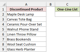 Dataset for ARRAYTOTEXT example 1
