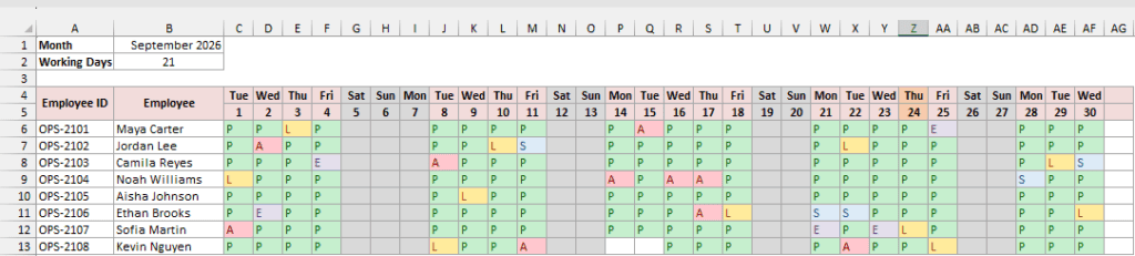 How to Create an Attendance Sheet in Excel (Free Template)