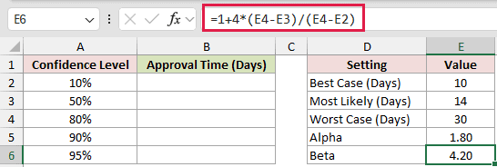 =1+4*(E4-E3)/(E4-E2) in E6