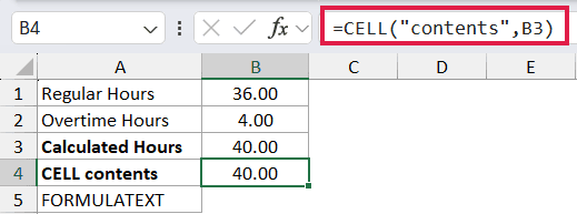 =CELL("contents",B3) in B4