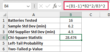 =(B1-1)*B2^2/B3^2 in B4