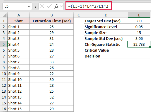 =(E3-1)*E4^2/E1^2 in E5