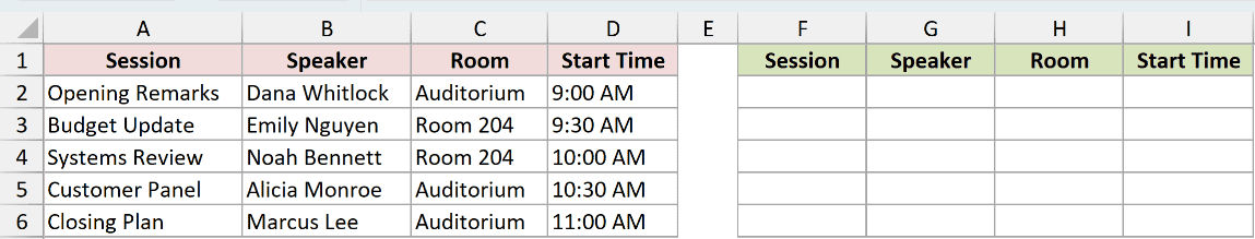 Dataset for CHOOSEROWS example 3
