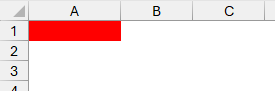 Cell A1 filled from palette slot 3, which is red in Excel's default palette and reads .Color 255