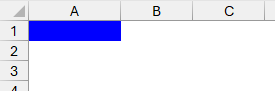 Cell A1 filled by the literal &HFF0000, which renders blue because .Color stores bytes in BGR order