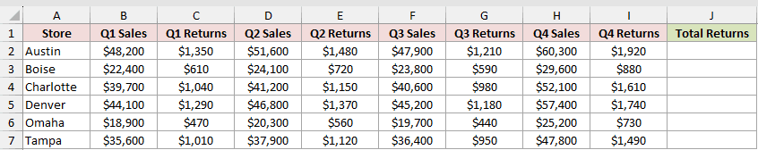 Dataset for COLUMN example 4