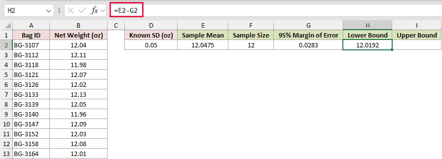 =E2-G2 in H2