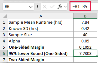 =B1-B5 in B6