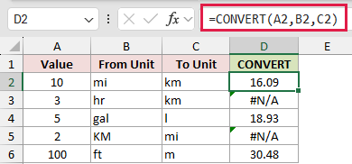 =CONVERT(A2,B2,C2) in D2