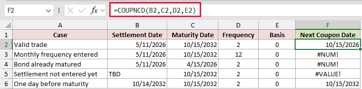 =COUPNCD(B2,C2,D2,E2) in F2
