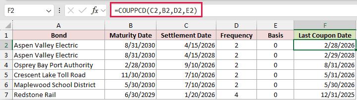 =COUPPCD(C2,B2,D2,E2) in F2