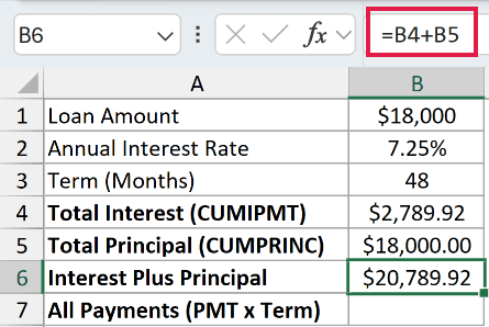 =B4+B5 in B6