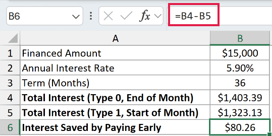 =B4-B5 in B6