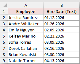 Dataset for DATEVALUE example 5