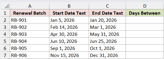 Dataset for DAYS example 5