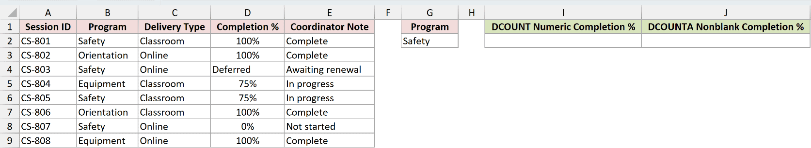 Dataset for DCOUNT example 5